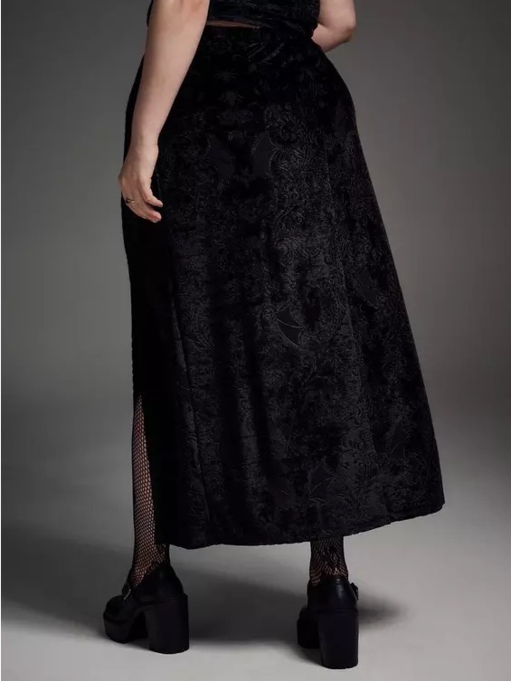Torrid Nightfall Burnout Velour Double Slit Maxi Skirt - Picture 4 of 7